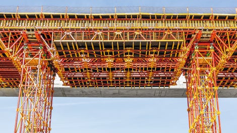 The easy to handle shoring construction kit for truss girders, shoring towers and pedestrian bridges