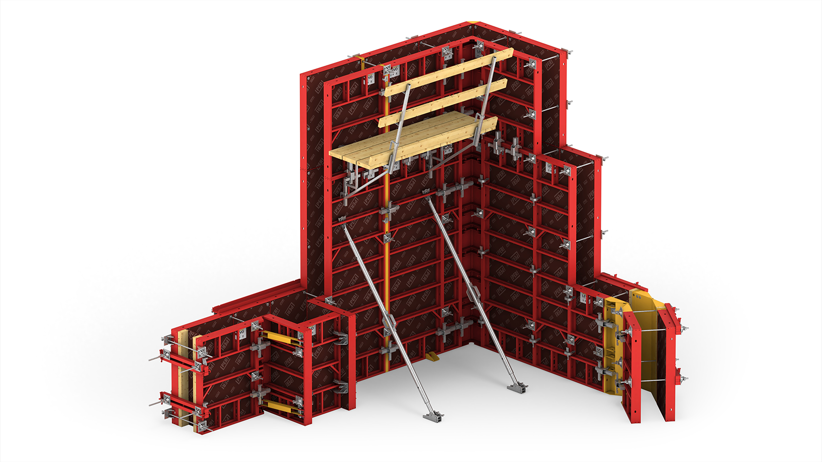 The LEVO wall formwork comes with many features such as lightweight wall panels and multiple integrated handles for easy operation