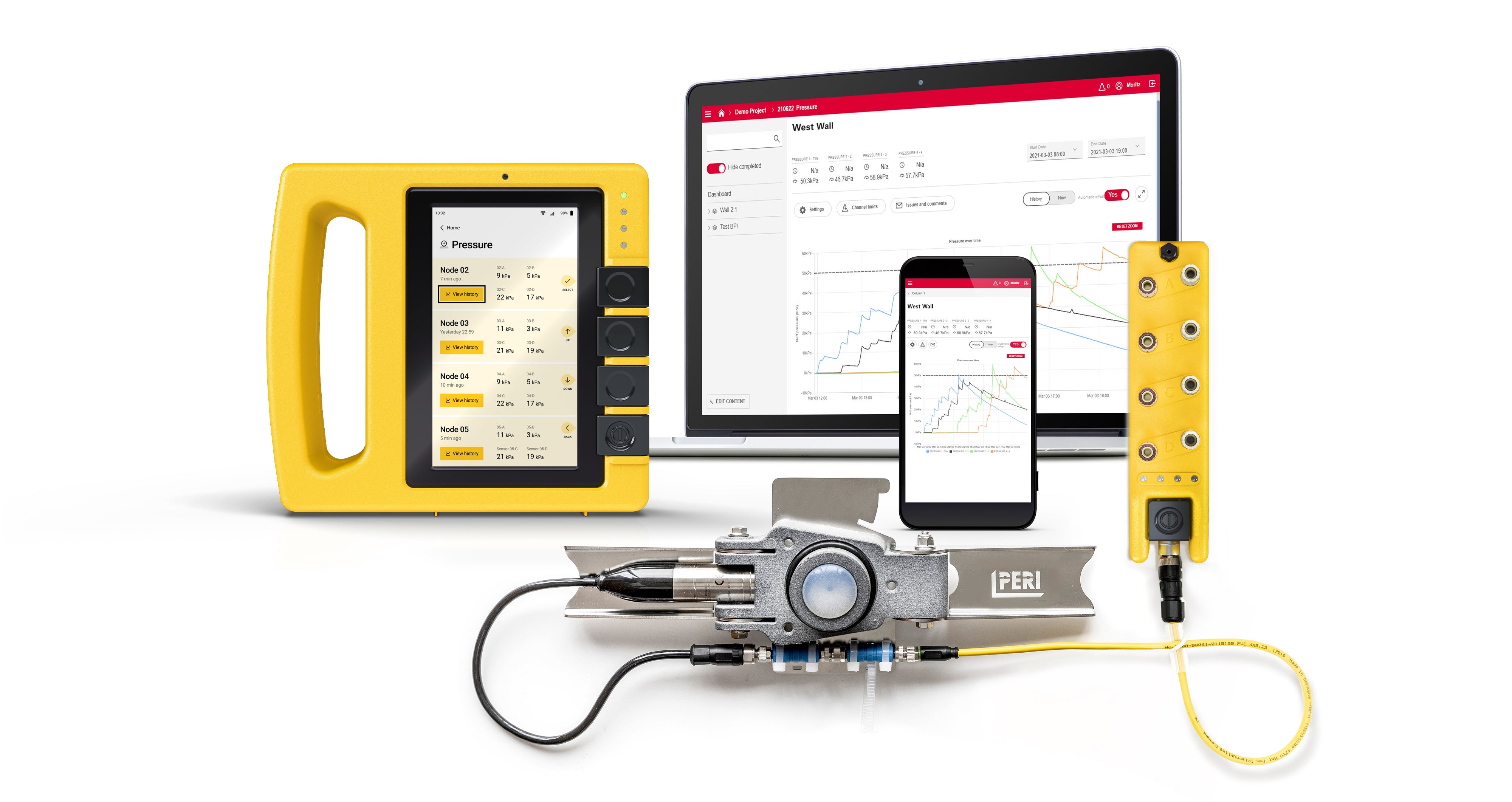Concrete pressure sensor monitoring with PERI.