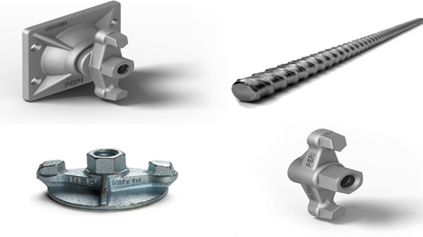 Tuercas y barras DW para atado y anclaje<br/>