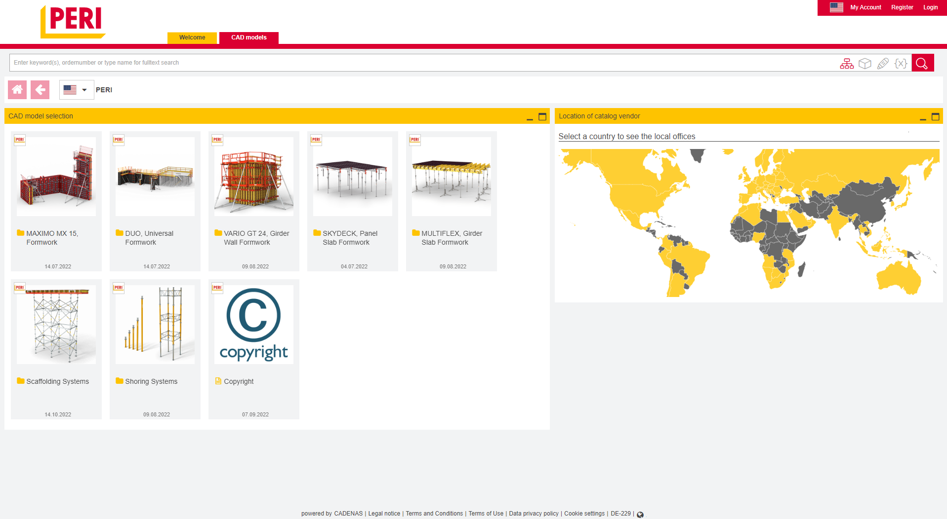 BIM каталог CADENAS включает в себя более 700 компонентов PERI из систем DUO, MAXIMO, SKYDECK, PERI UP FLEX, VARIO и MULTIFLEX