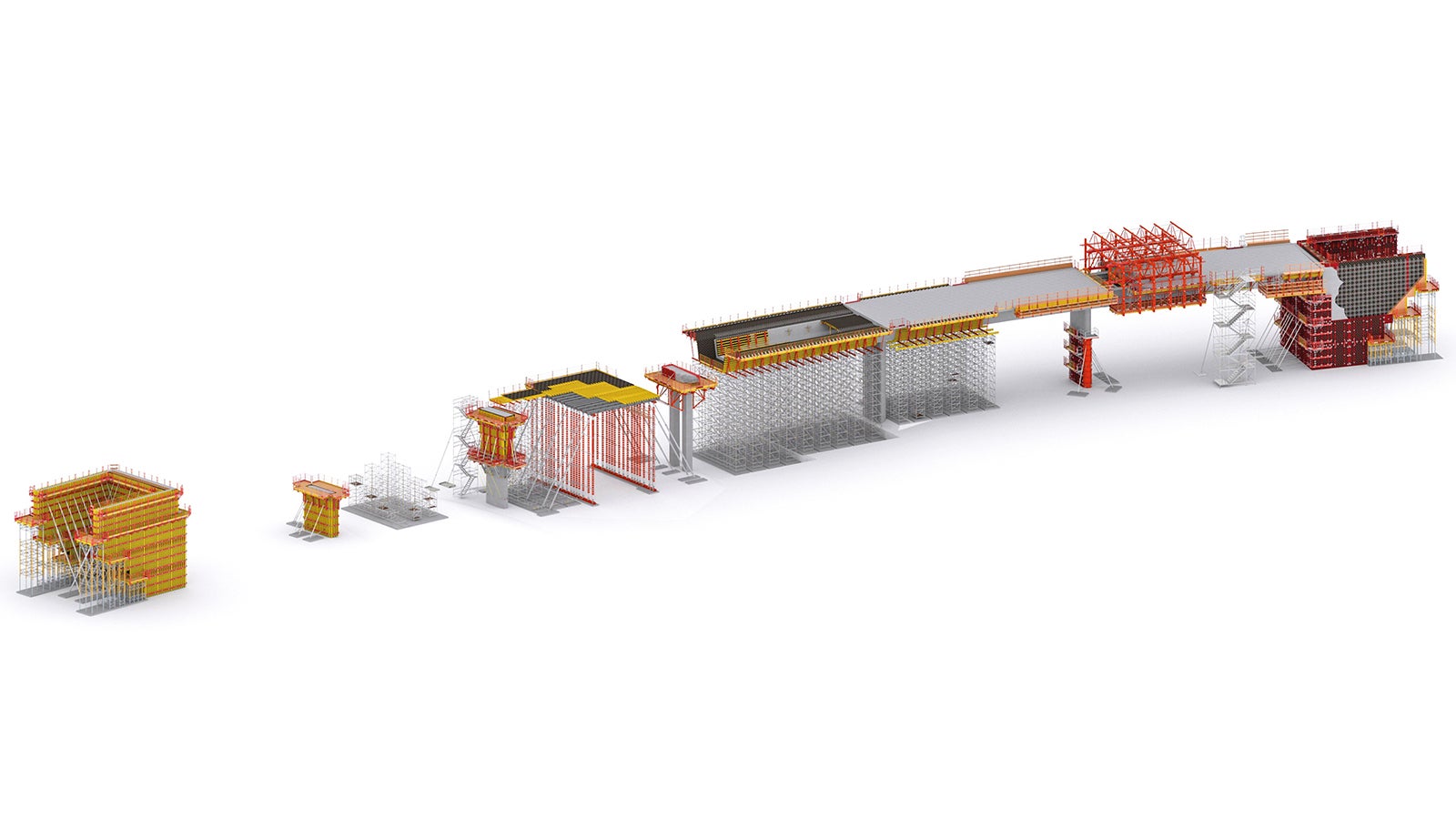 Kundenorientierte Planungs- und Serviceleistungen sowie modulare, aufeinander abgestimmte Baukastensysteme bilden die Basis, um auch bei komplexen Infrastrukturprojekten für nahezu jede Anforderung baustellengerechte Schalungs- und Gerüstlösungen erarbeiten zu können.