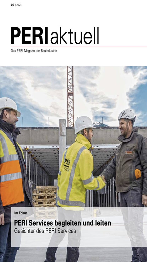 Cover zur Ausgabe 01-2024 des Magazins PERI Aktuell Bau