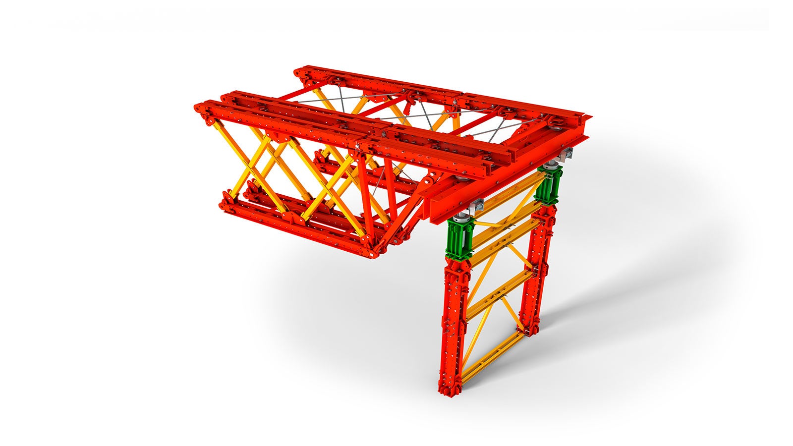 Either the Heavy-Duty Tower as the Truss Girder are adjustable to the correct height and length.