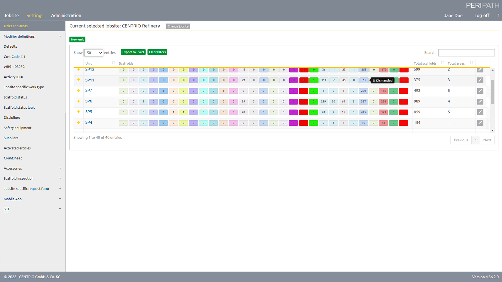 Create a holistic overview of your industrial project and track the current status of individual scaffolding at any time.