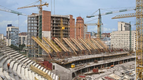 スタジアム内部で撮影