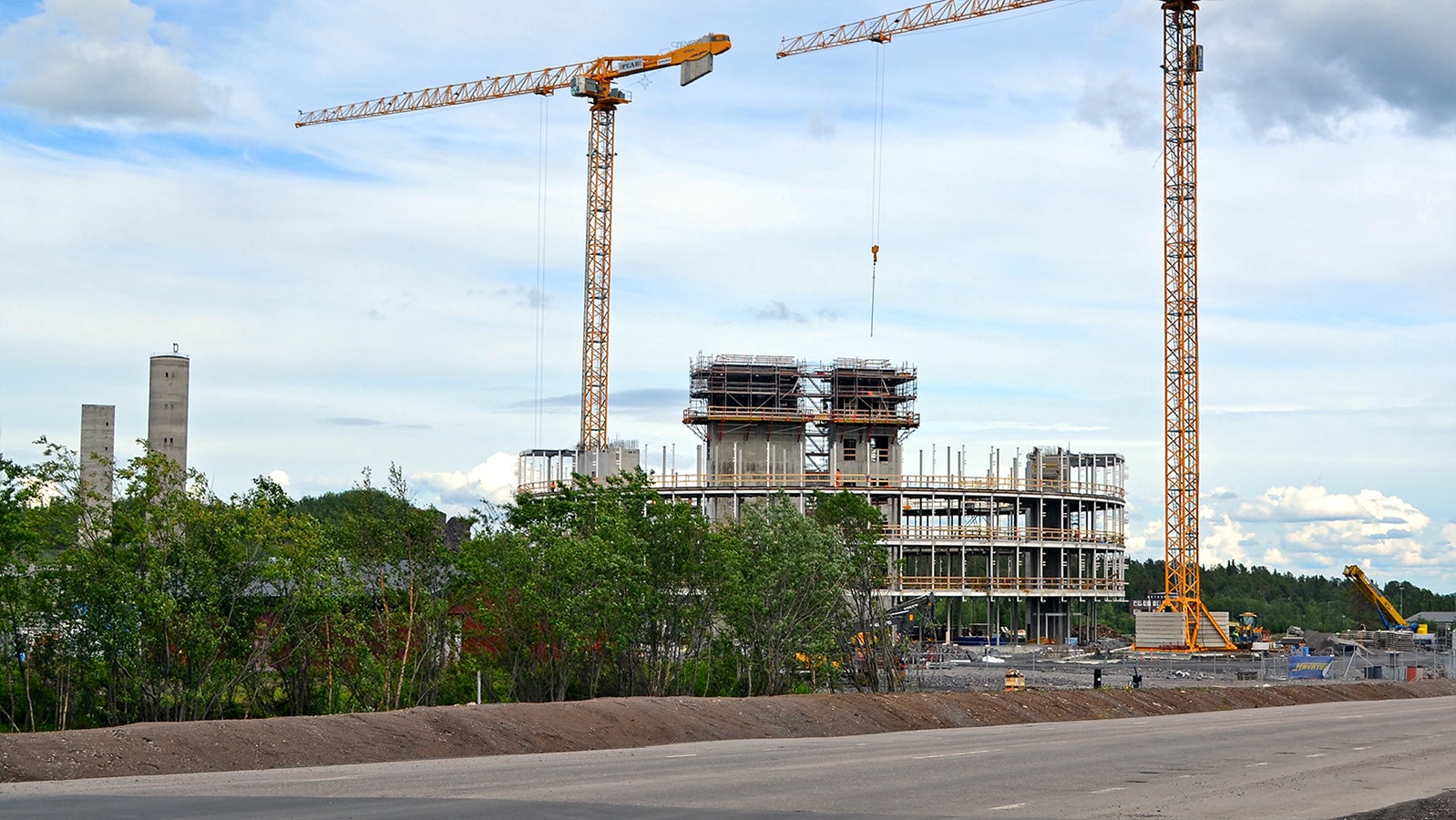 Kirunas nya stadshus växer nu fram i snabb fart. 