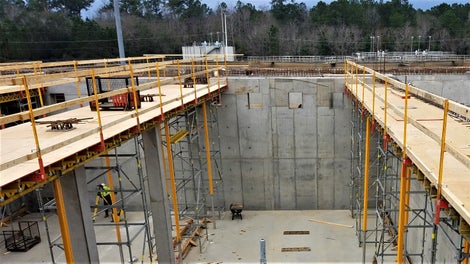 Fully decked and ready for rebar - the walkway was designed with full sheets of plywood to make the assembly simple and provide ample space