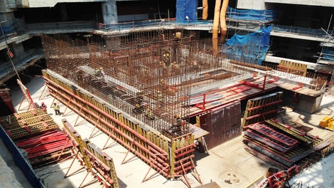 The application of VARIO GT 24 Wall Formwork system allows flexible shuttering.