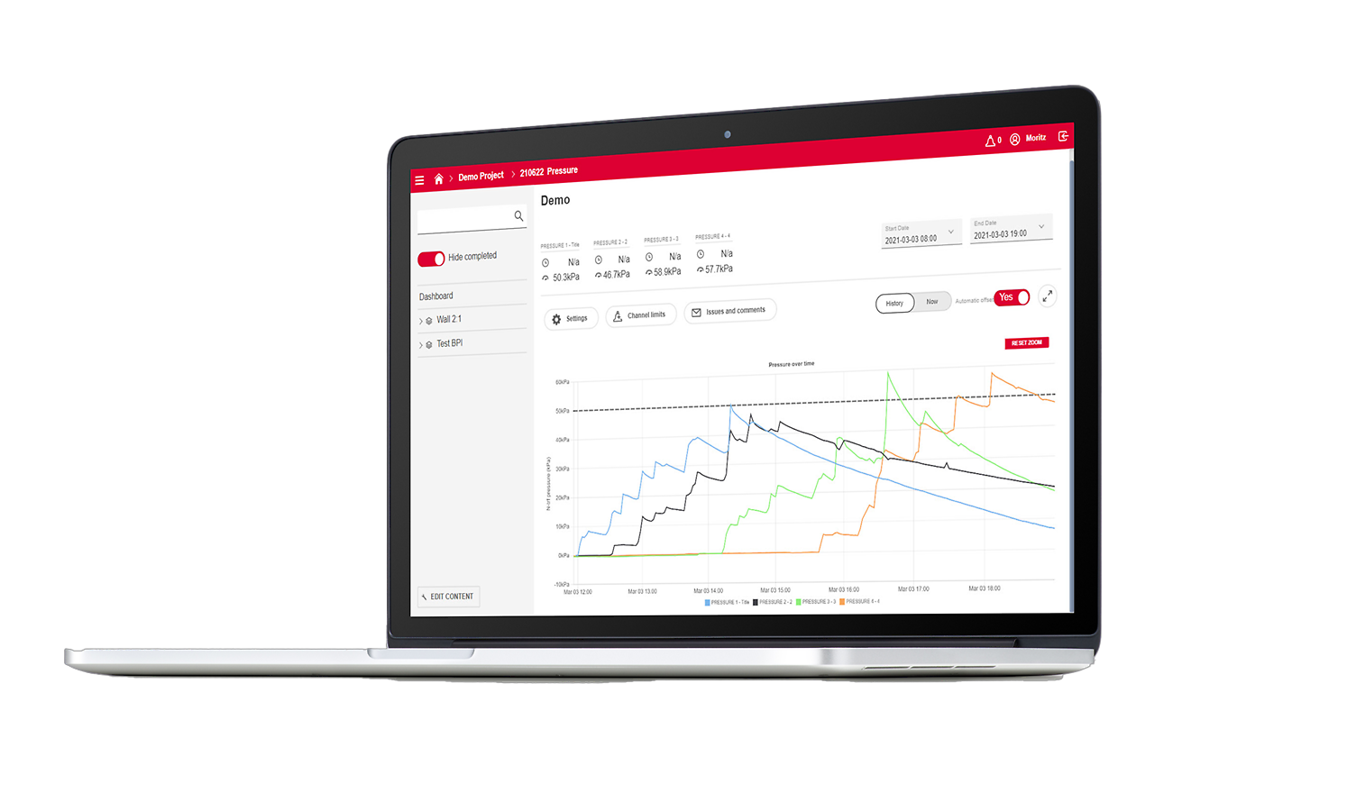 Monitor concrete pressure in real time and generate QA reports with the PERI PREMO web portal.
