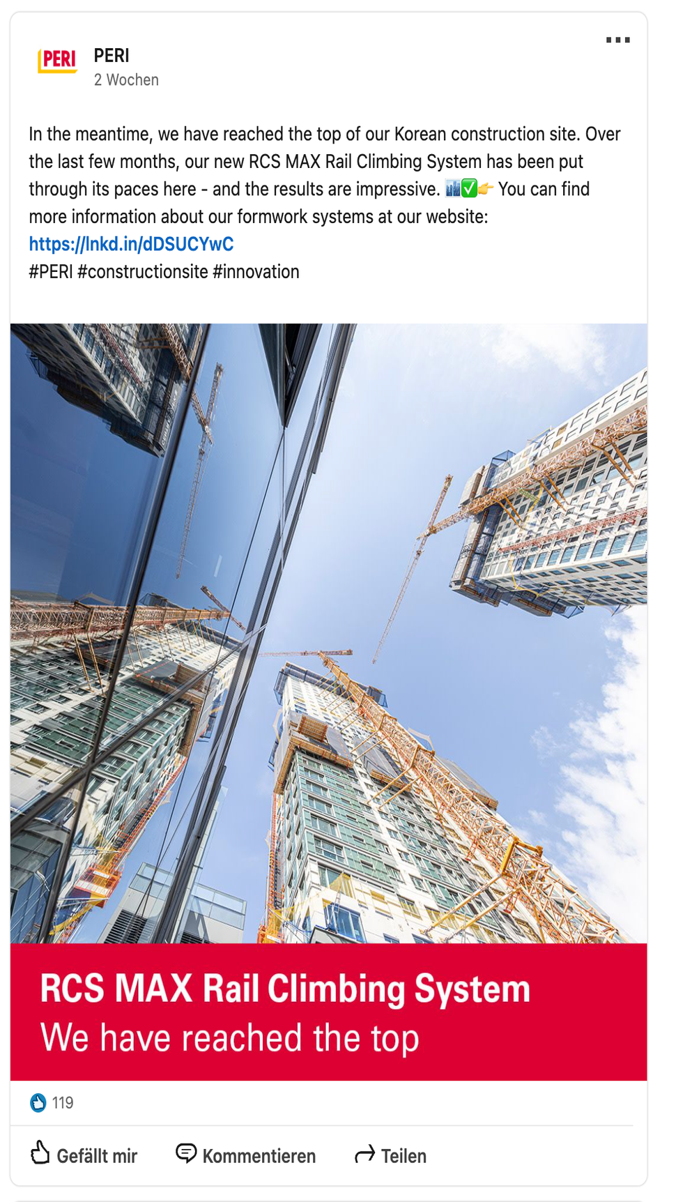 Beispiel eines LinkedIn Posts