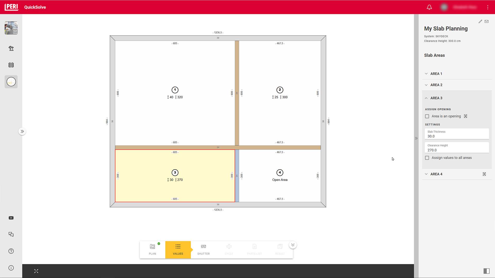 Auf Basis der Eingabe Ihres Grundrisses wird automatisch Ihre Deckenschalungslösung in 3D erstellt. Bei der Planung können Sie die Wandarten definieren und festlegen, welche Stützenarten und -köpfe die Planung berücksichtigen soll. Stücklisten, Pläne und Screenshots der Lösung lassen sich für einen einfachen Aufbau als PDF-Datei exportieren. 