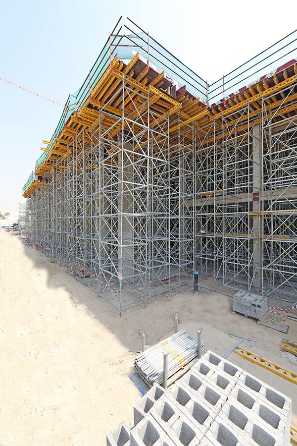 PERI UP shoring system used at various heights supporting the slab formwork
