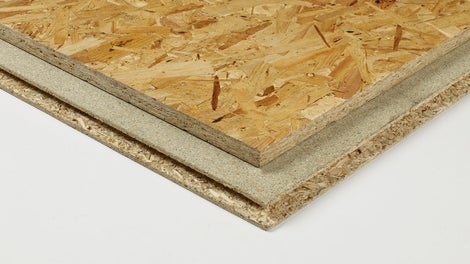Oriented stranded Board uses the same system as plywood: opposing-orientation of wood fibres creates rigidity, allowing a very stiff panel without great weight.<br/><br/>