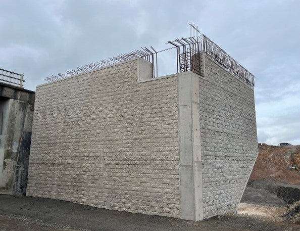 The brick effect concrete finish is achieved using a reckli liner and TRIO formwork. 