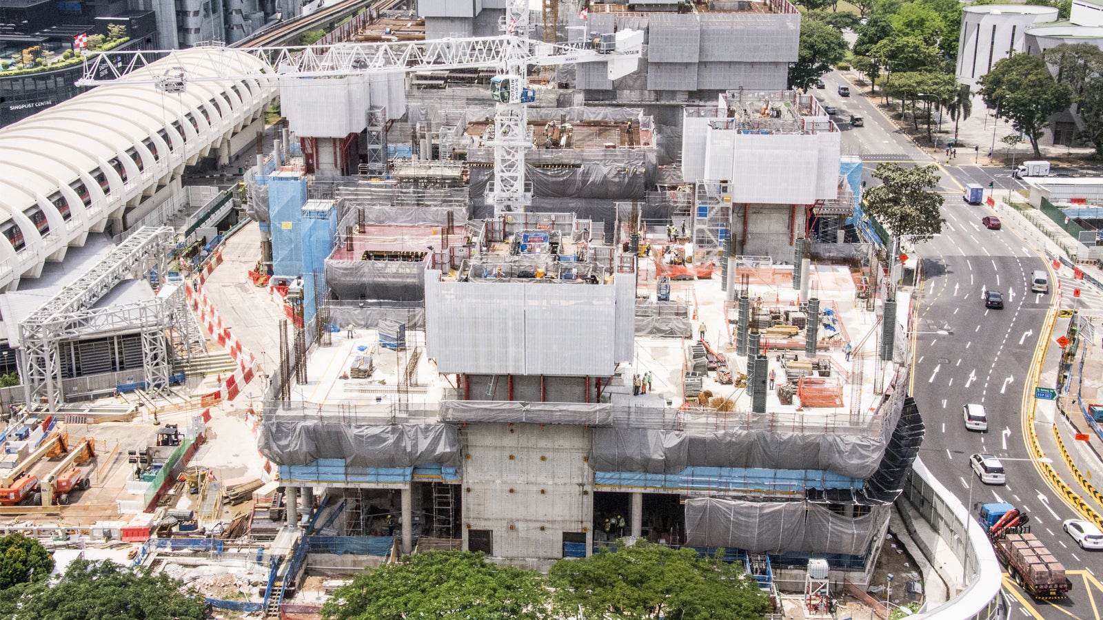 An overview of the retail mall construction in Paya Lebar Quarter.