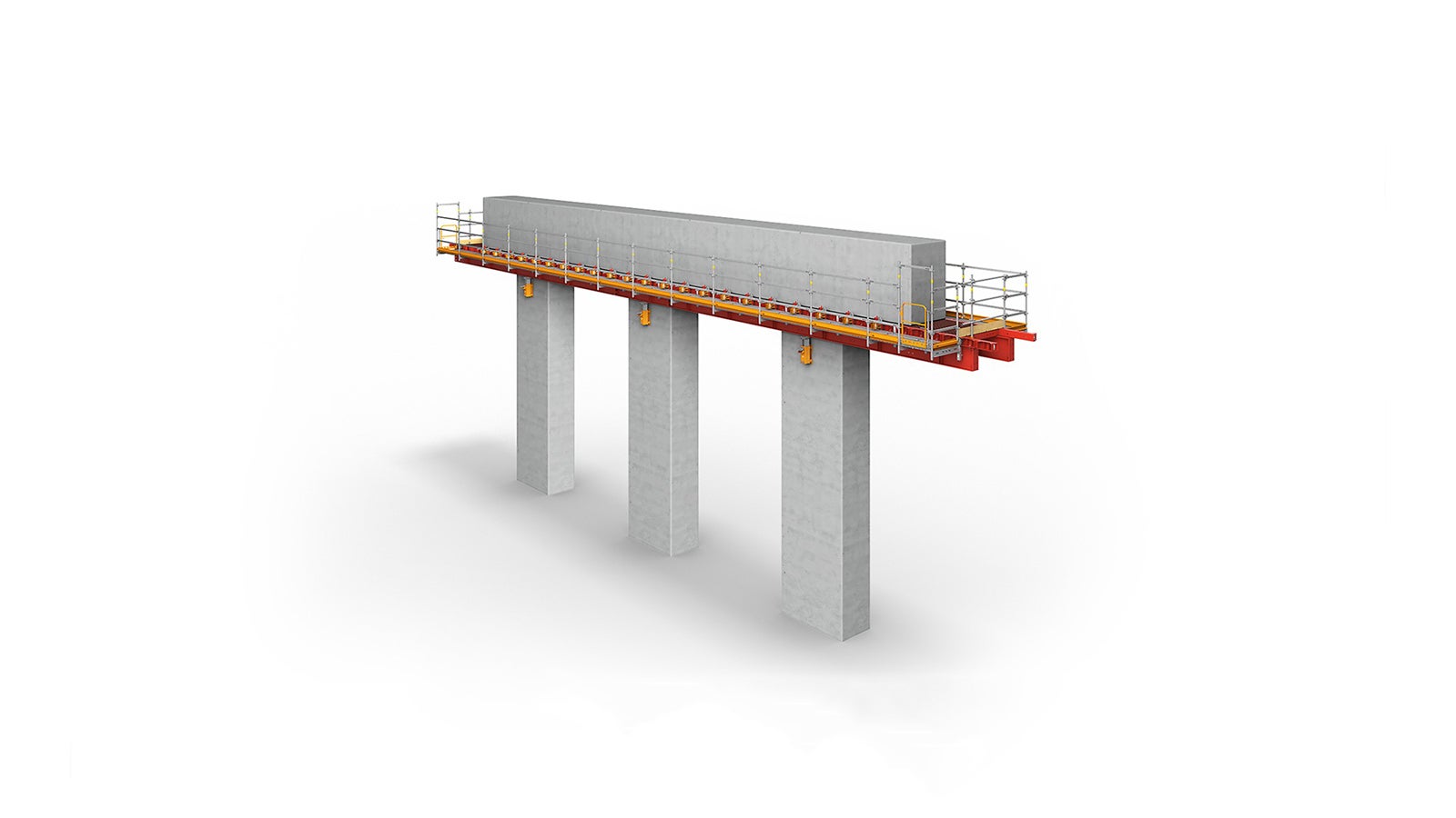 The VARIOKIT Speed Stage (VSS) eliminates shoring from below and allows shortest assembly and cycle times with a minimum number of formwork sets.
