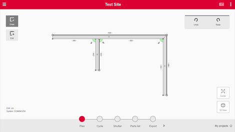 Planned layout in step plan: First step – Enter your layout.<br/>