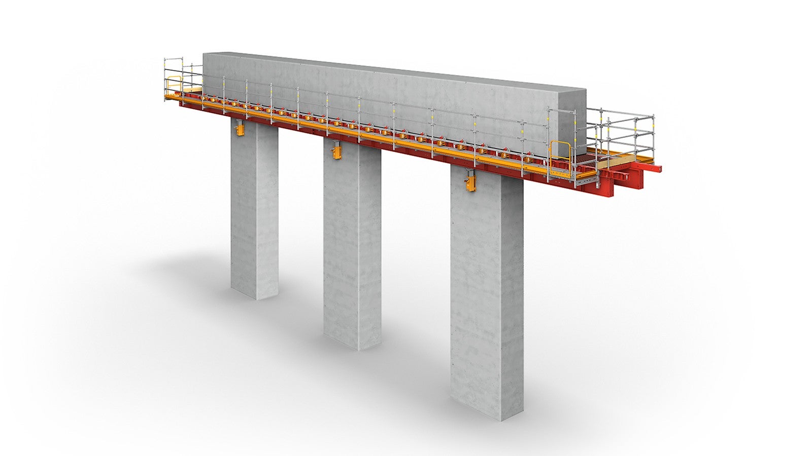 The VARIOKIT Speed Stage (VSS) eliminates shoring from below and allows shortest assembly and cycle times with a minimum number of formwork sets.