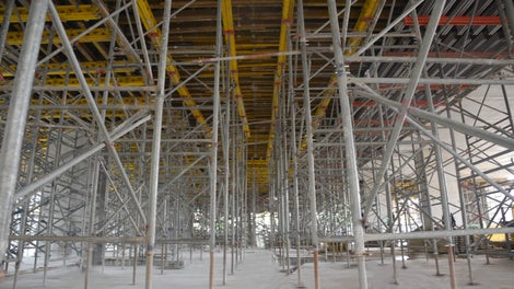 PD 8 table system was reused from 6.3m to 5.6m floor height