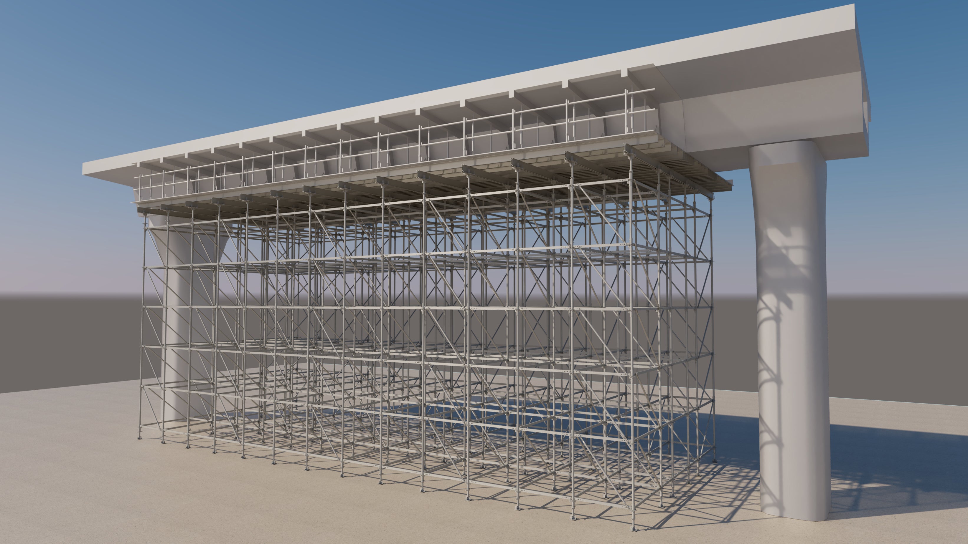The PERI UP MD Shoring System is ideal for deep slabs and bridge deck construction with permissible load up to 100kN per leg.