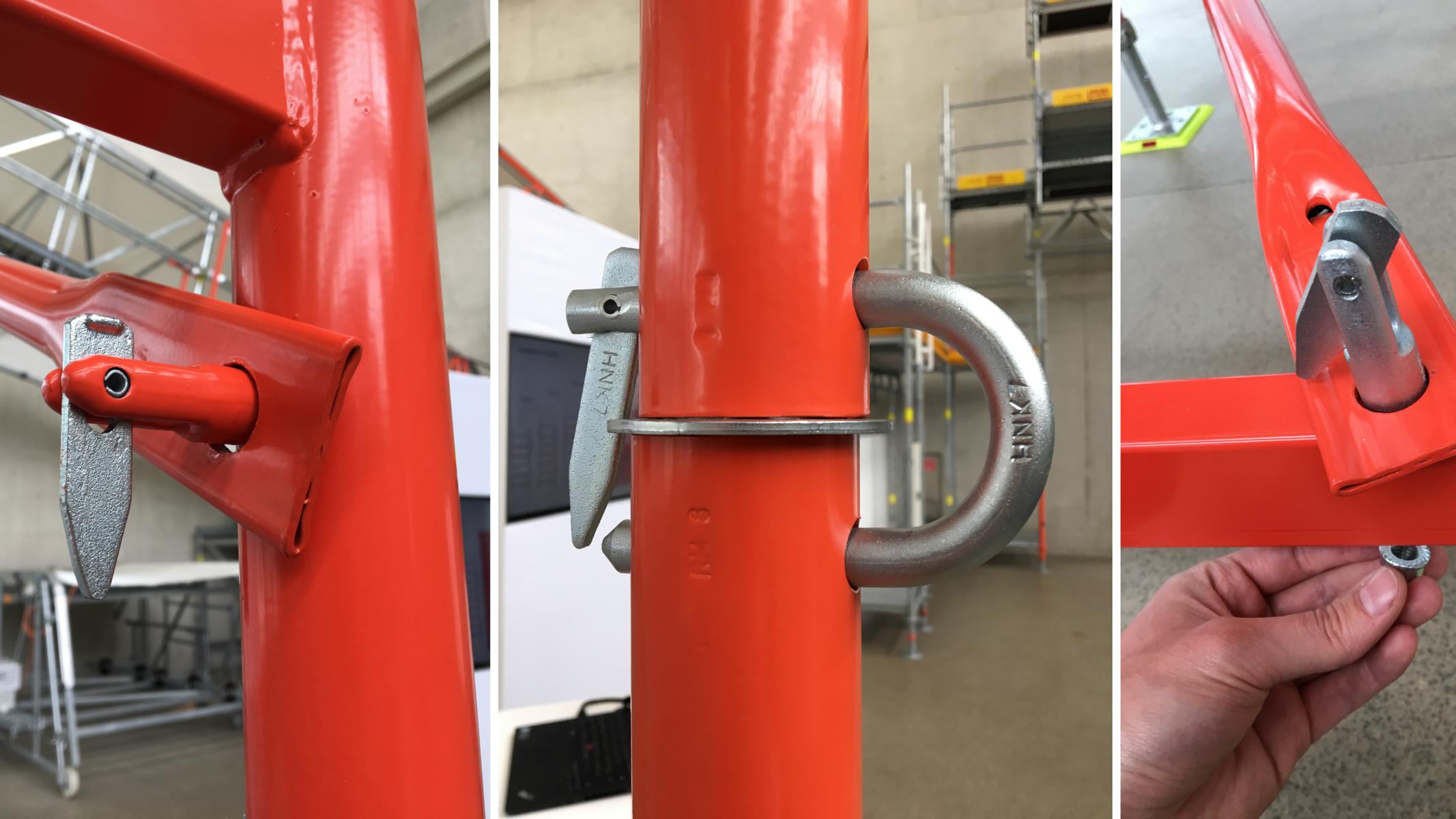 Features that set it apart from conventional systems include replacing standard bolts with gravity locks and double pins, resulting in less parts and pieces needed overall.