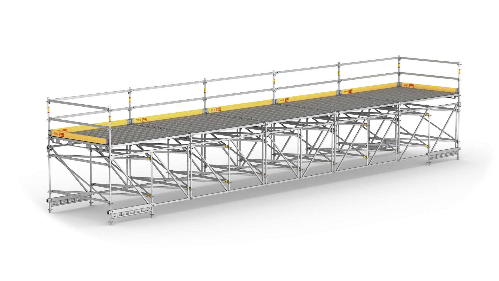 Der Gitterträger kommt als weitgespannte Arbeitsplattform und temporäre Fußgängerbrücke zum Einsatz.<br/>