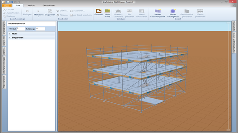 Die Software erlaubt sowohl das Planen von PERI Gerüsten an der Fassade als auch im Raum.