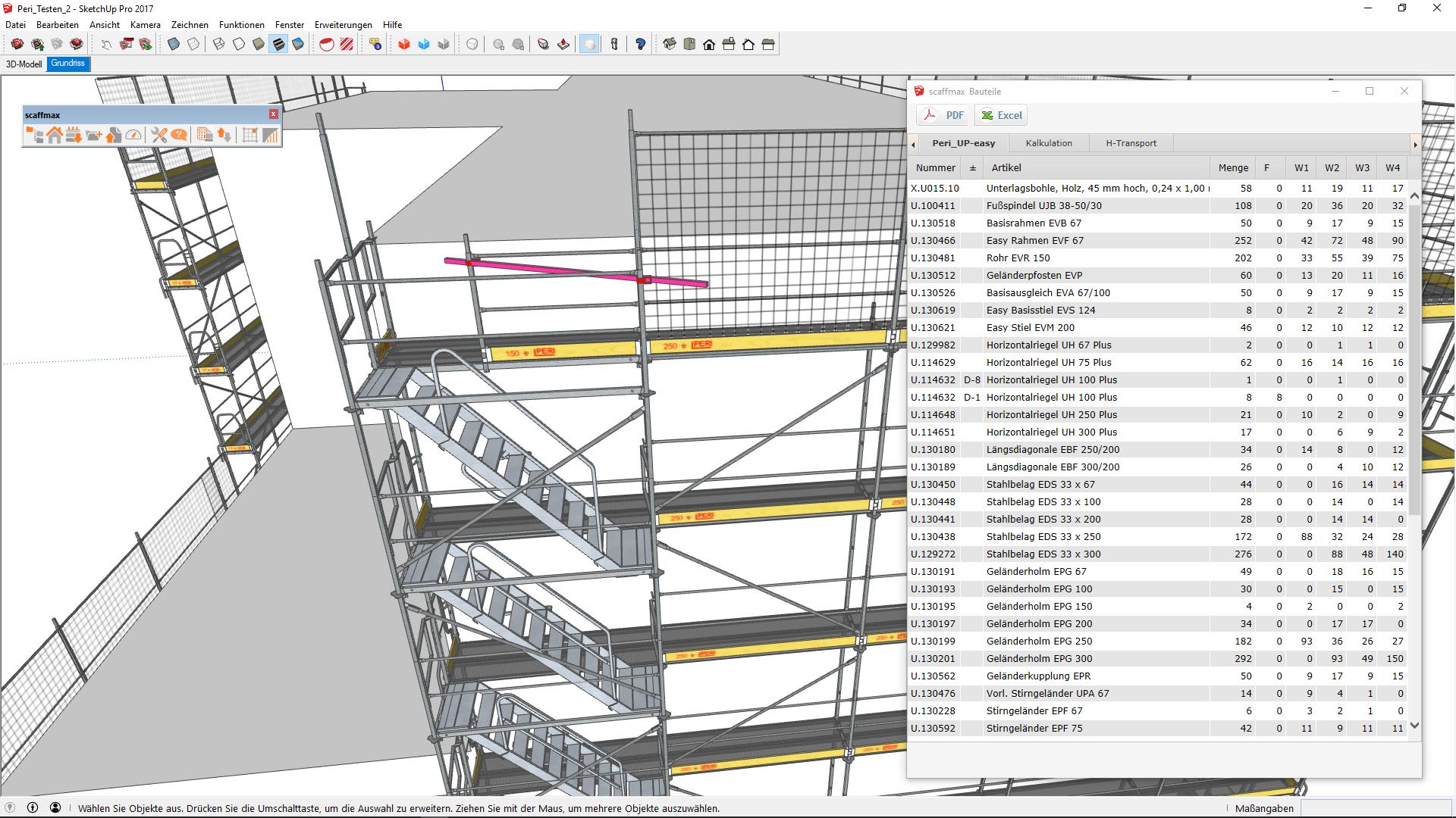 只需点击鼠标，即可自动生成完整的材料清单，您可以保存为pdf型式，或在Excel中进行编辑。