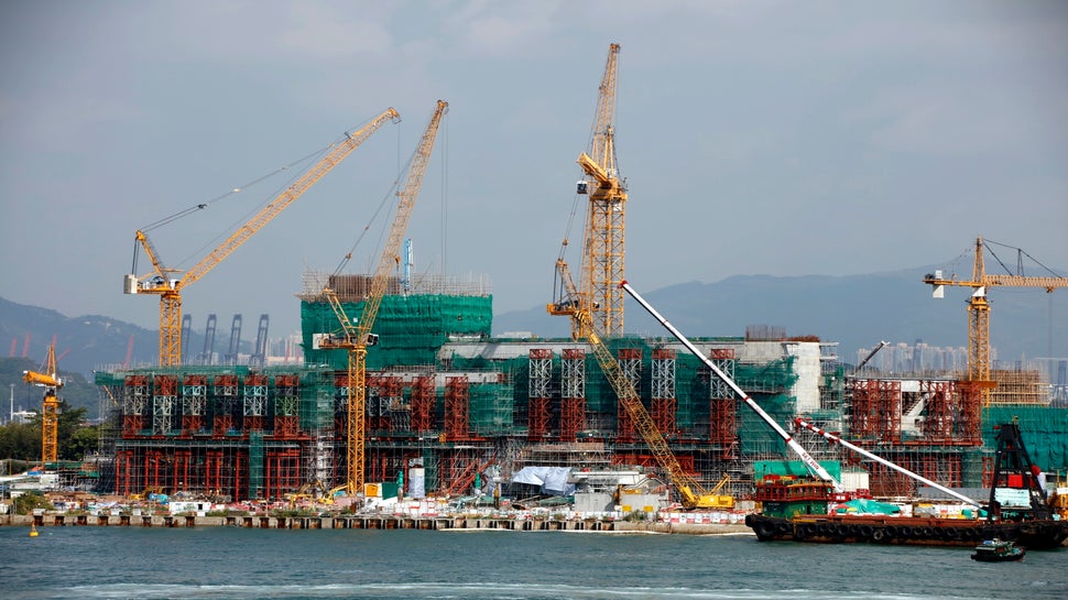 Construction progress of M+ museum, the superstructure of the museum building is ready to be erected 