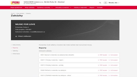 Zakázka reporty myPERI
