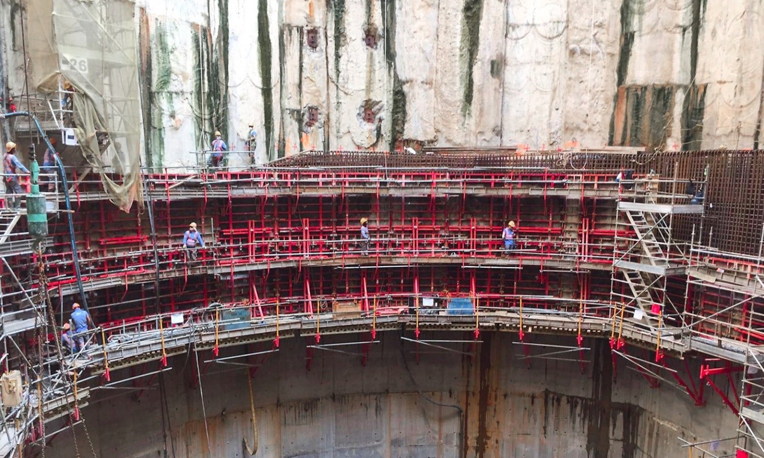 Tympanum construction with CB240 climbing platform at South Ventilation Shaft