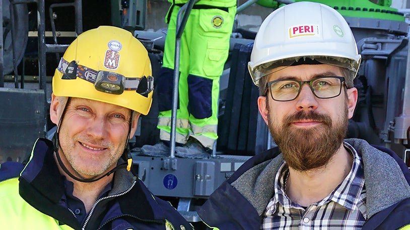 Anders Wiberg, Produktionsledare STOM på JM och Joel Wallin, PERI Sverige AB.