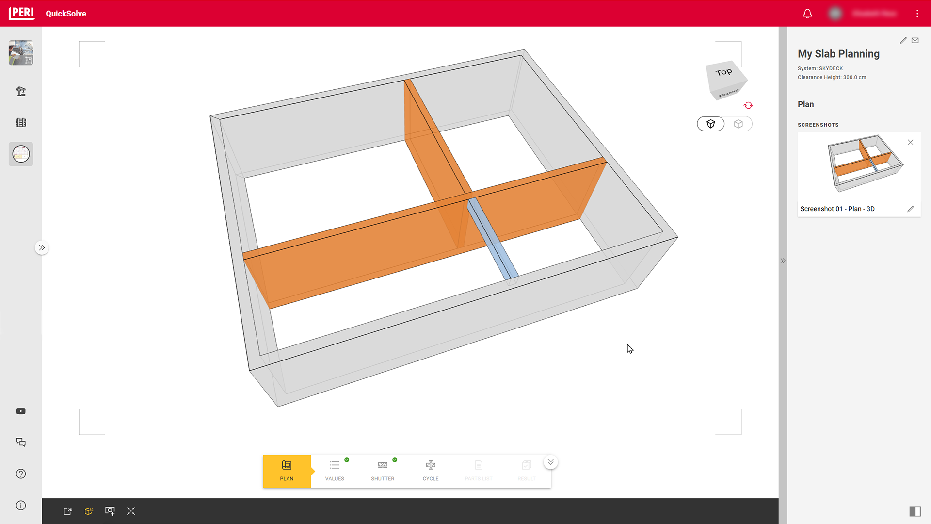 Nutzen Sie den PERI QuickSolve Deckenplaner für Ihr SKYDECK-Projekt! Erweitert um Ziegelwände und Balken, ist die Planung so intuitiv wie in unserem Wandplaner. Legen Sie Deckenöffnungen fest und definieren Sie unterschiedliche Höhen und Deckenstärken für jeden Raum individuell. Legen Sie Betoniergrenzen fest und definieren Sie Ihre Takte weiter - wenn Sie möchten, wählen Sie unser SKYDECK Fallkopf- und Frühausschalen, um Material auf Ihrer Baustelle deutlich zu reduzieren. <br/><br/>