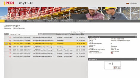 The myPERI online portal now also provides the latest project drawings ready for downloading; users are automatically notified of all new features which have been added.