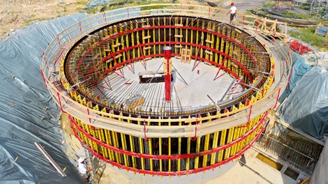 The use of the GRV for larger radii is especially cost-effective when several identical circular structures are to be concreted one after the other.
