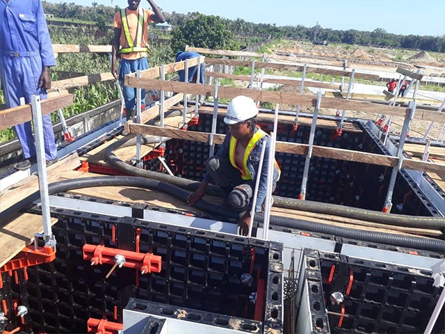 pouring of concrete 