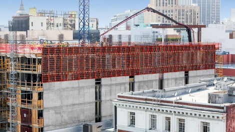 Using the TRIO Wall Formwork to easily produce the vertical articulations that will help the relatively large, mass concrete structure fit into the neighborhood and gracefully complement its smaller neighbors.