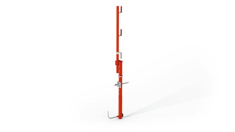 Die Auskragung der Abschalschiene 105 wird mit der Wirbelmutter auf selbst reinigendem Gewinde exakt eingestellt.